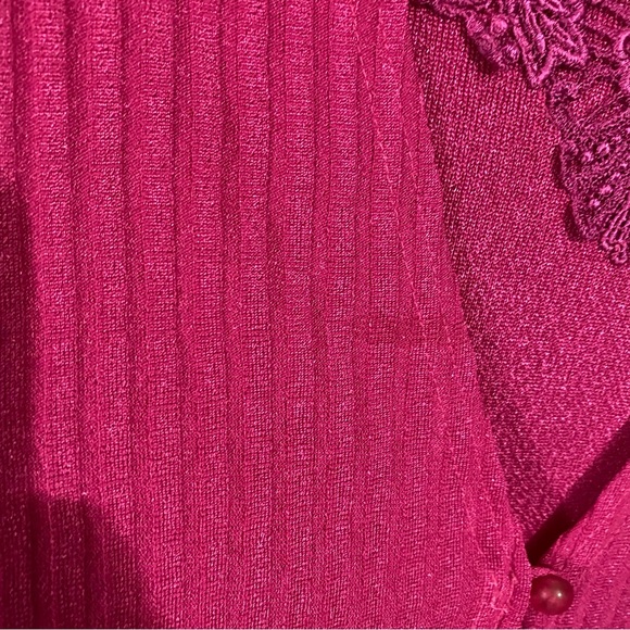 Capistrano Essentials 18/20W Fuchsia Pink Ribbed Sweater Knit Cardigan 2FER Top - Picture 11 of 12